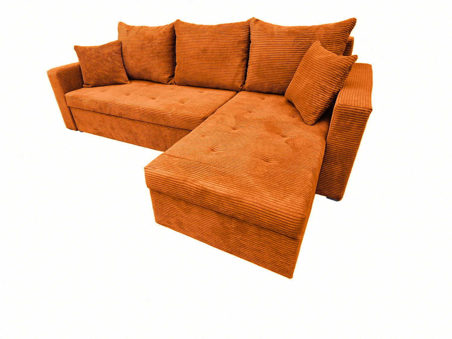 Ecksofa Gustaw mit Schlaffunktion, Bettkasten und Kissen, Cordstoff Zoom 8 Terra