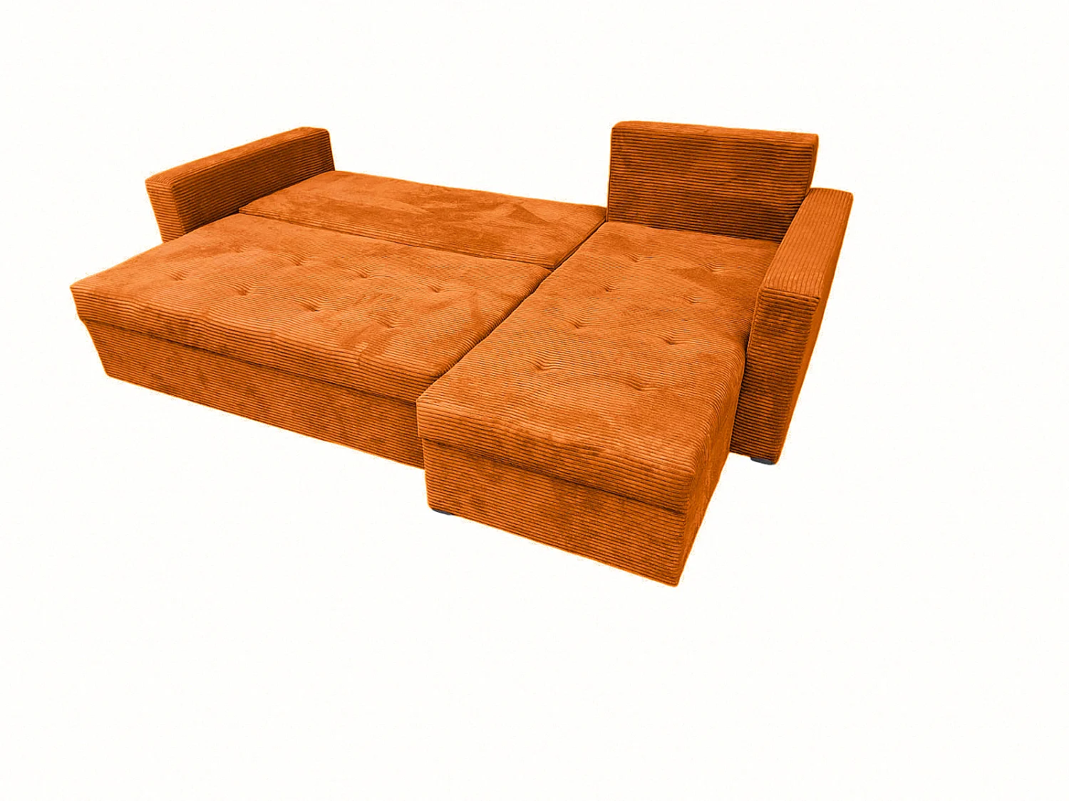 Ecksofa Gustaw mit Schlaffunktion, Bettkasten und Kissen, Cordstoff Zoom 8 Terra