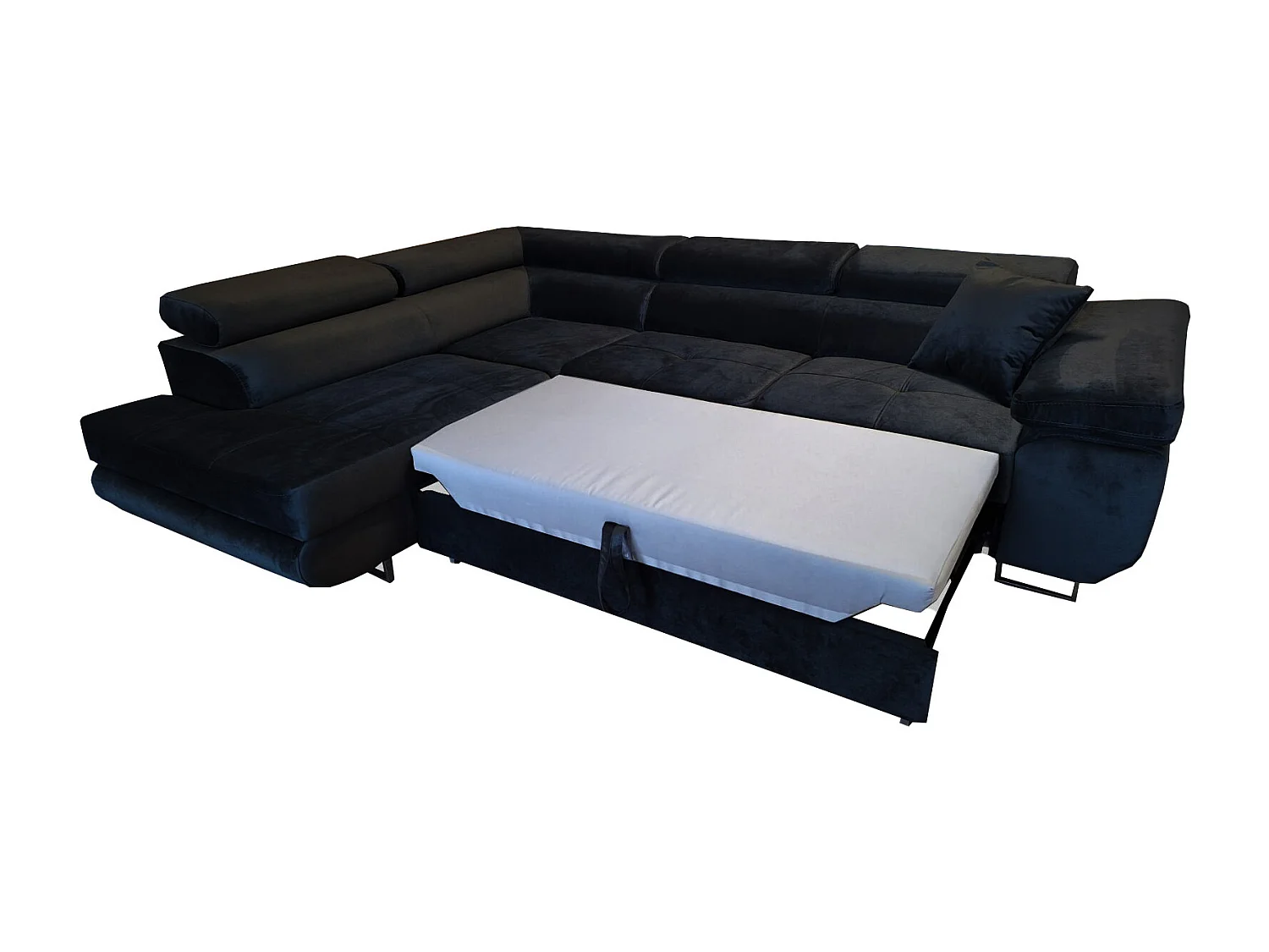 Ecksofa Anton mit Schlaffunktion, rechte Seite, Schwarz Kronos 07