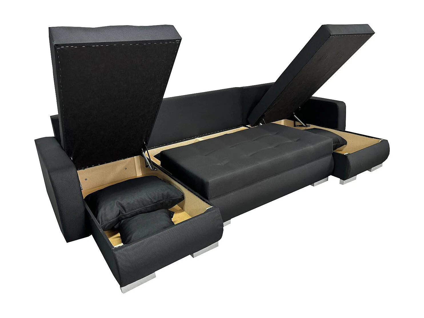 U-förmiges Ecksofa ETNA BIS mit Bettkasten und zusätzlichen Kissen in der Farbe sawana 14