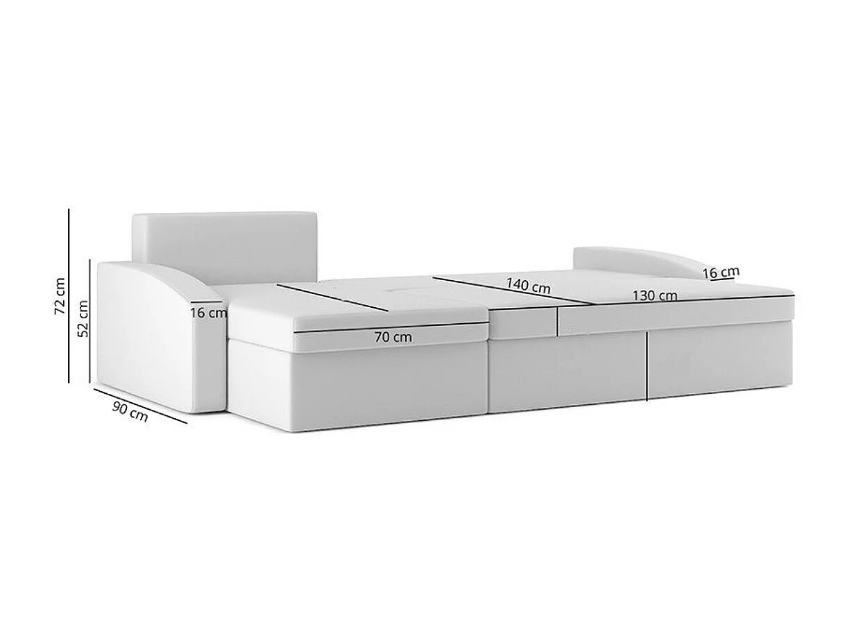 Logan-Ecksofa mit Schlaffunktion und Bettkasten in grau und weiß sawana 05 + sawana 99