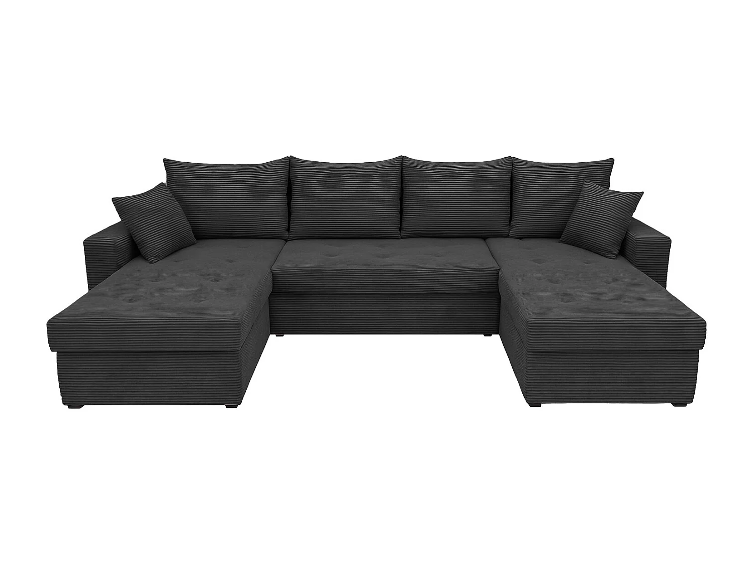 U-Form Ecksofa Gustaw mit Schlaffunktion und Kissen, Cordstoff Zoom 22 Graphit
