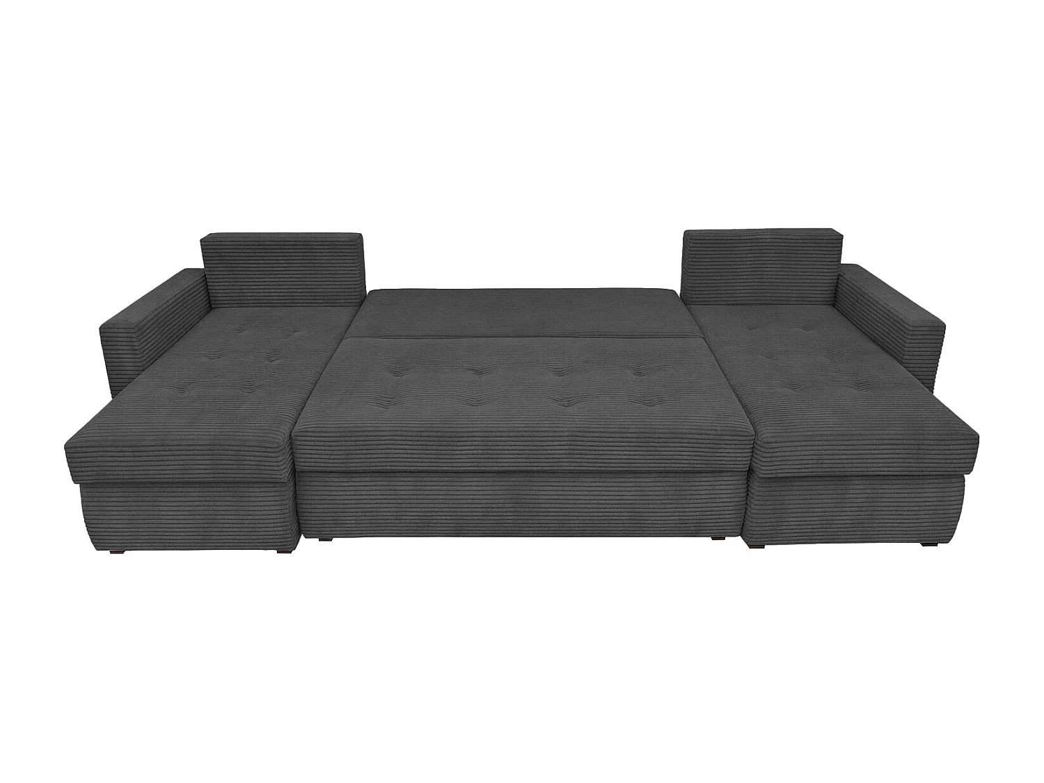U-Form Ecksofa Gustaw mit Schlaffunktion und Kissen, Cordstoff Zoom 22 Graphit