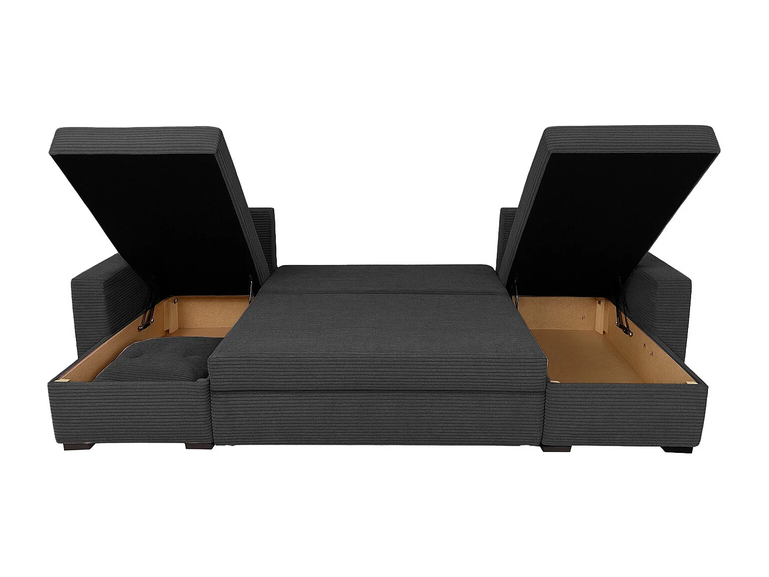 U-Form Ecksofa Gustaw mit Schlaffunktion und Kissen, Cordstoff Zoom 22 Graphit
