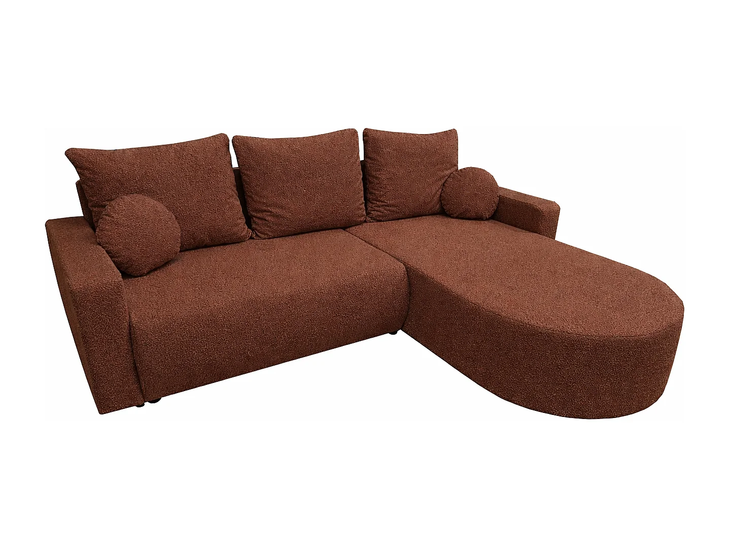 Ecksofa Toronto L-Form mit Schlaffunktion und Bettkasten, Bouclé-Stoff Quelle 54 Braun