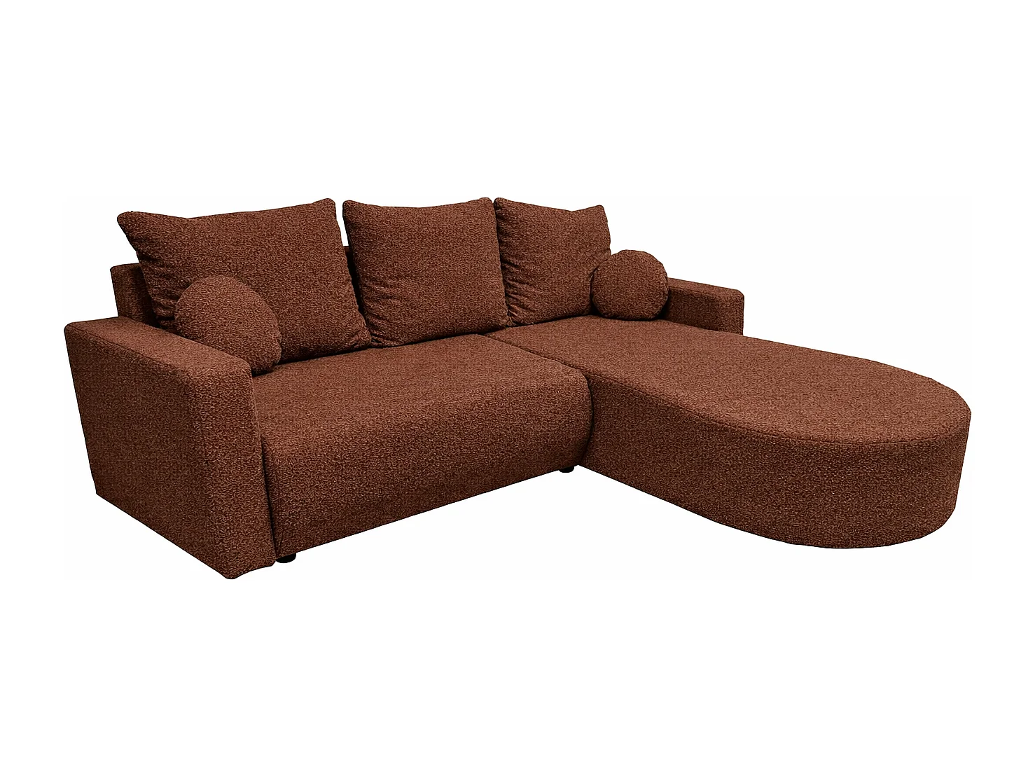 Ecksofa Toronto L-Form mit Schlaffunktion und Bettkasten, Bouclé-Stoff Quelle 54 Braun
