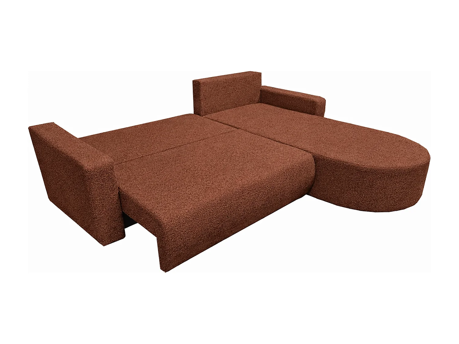 Ecksofa Toronto L-Form mit Schlaffunktion und Bettkasten, Bouclé-Stoff Quelle 54 Braun