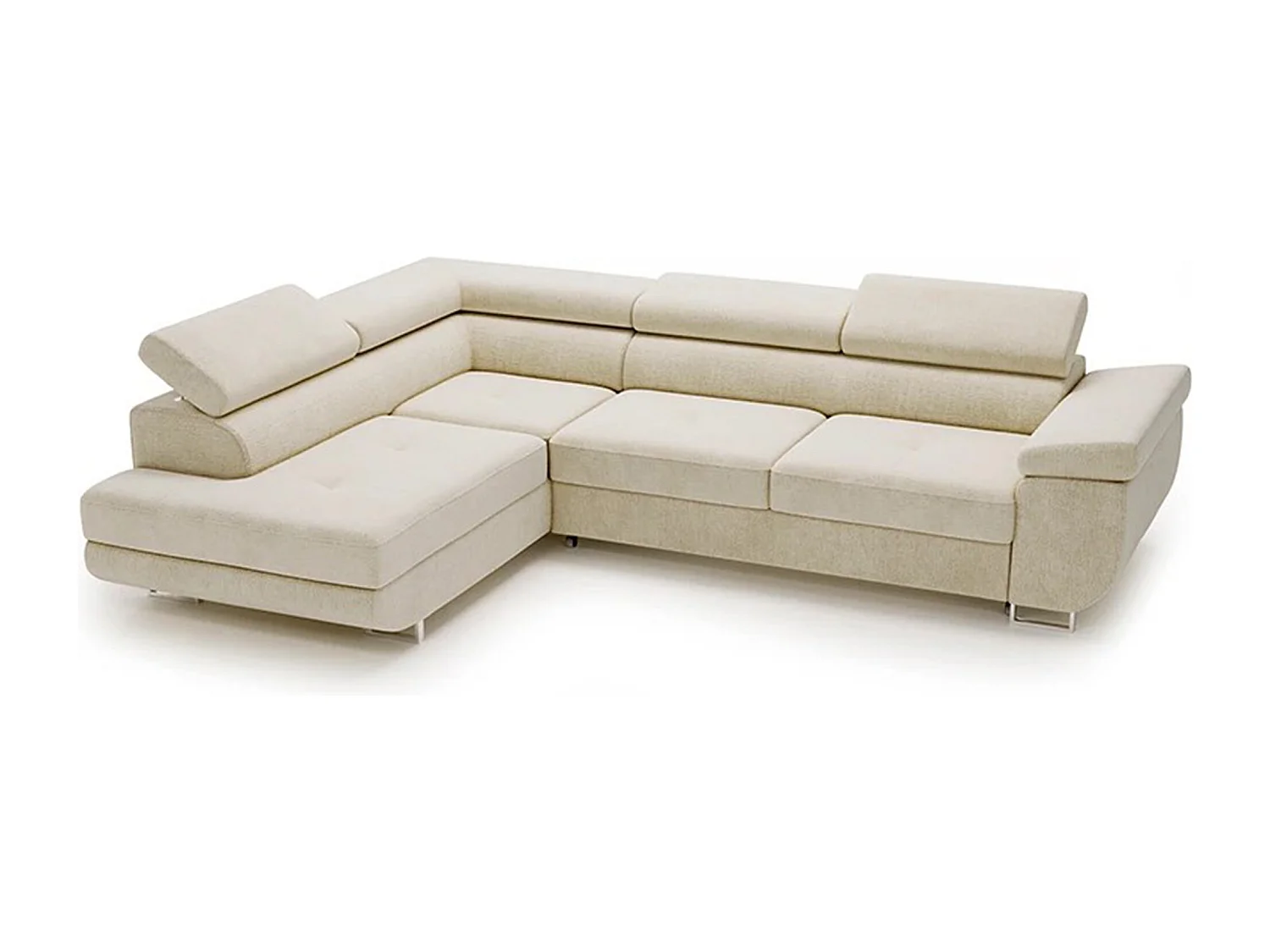 Ecksofa Anton mit Schlaffunktion, linke Seite, Creme Monolith 04