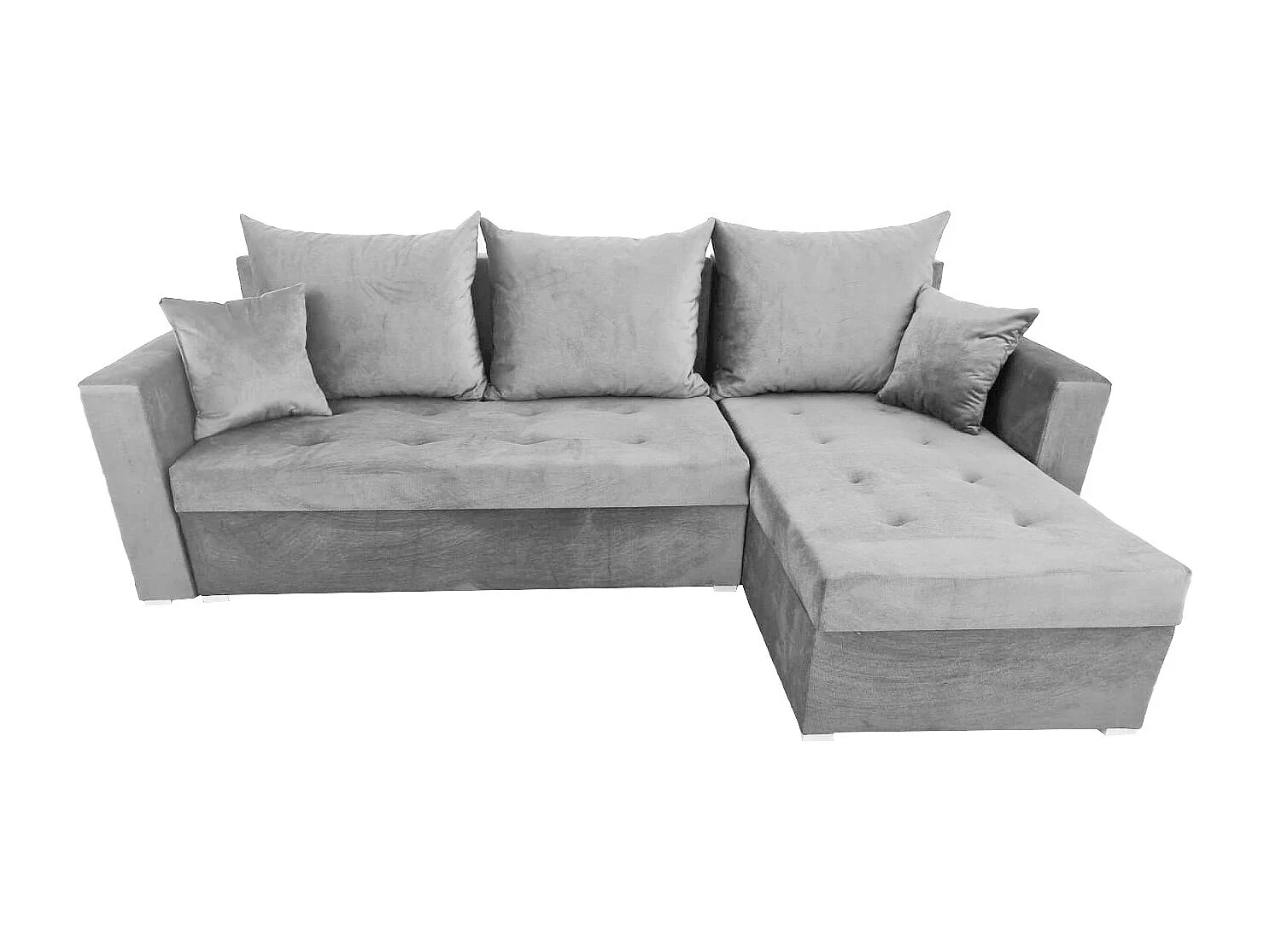 Ecksofa Gustaw mit Schlaffunktion und Kissen, 2 Bettkästen, Monolith 85 Grau
