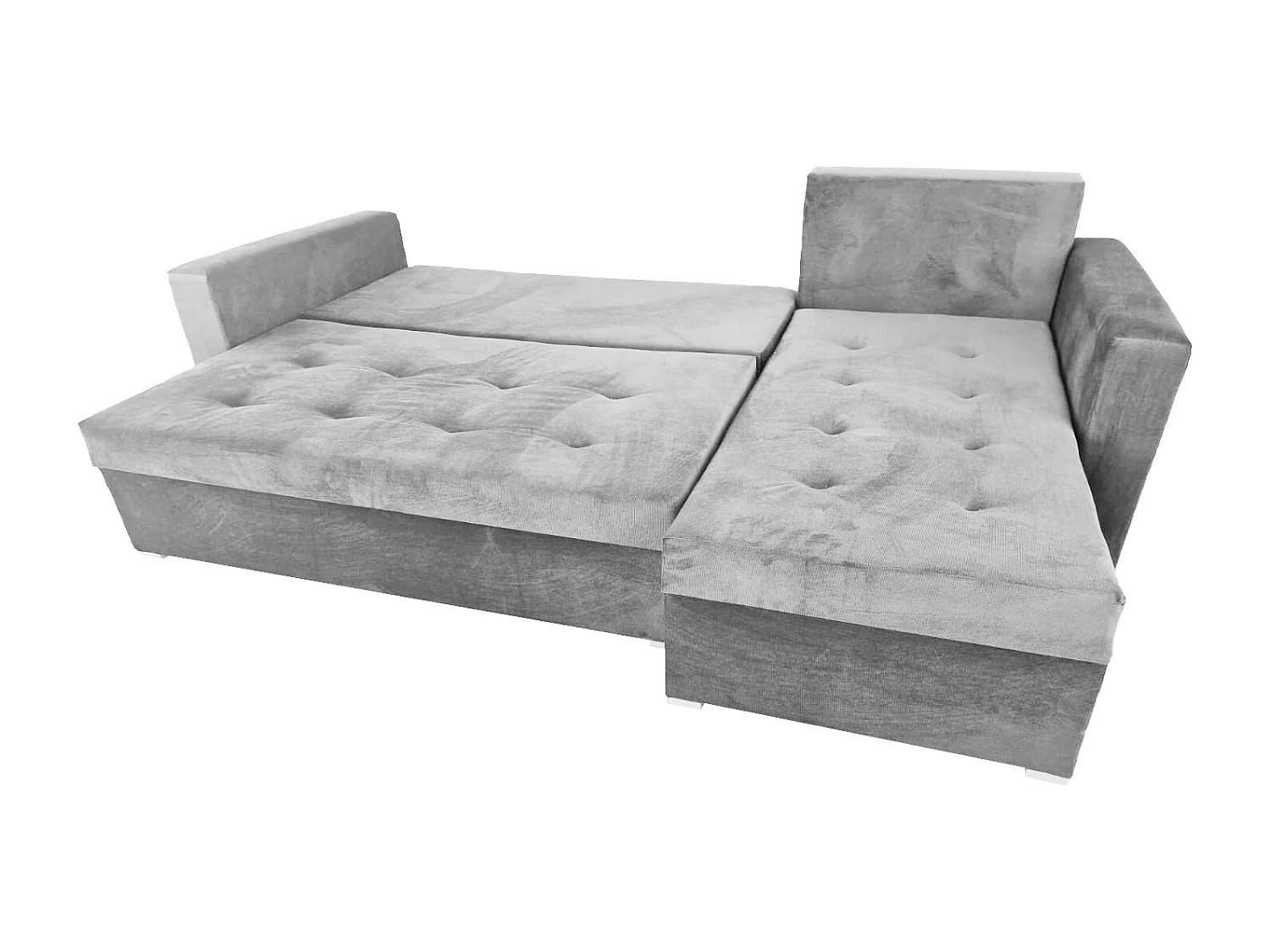 Ecksofa Gustaw mit Schlaffunktion und Kissen, 2 Bettkästen, Monolith 85 Grau