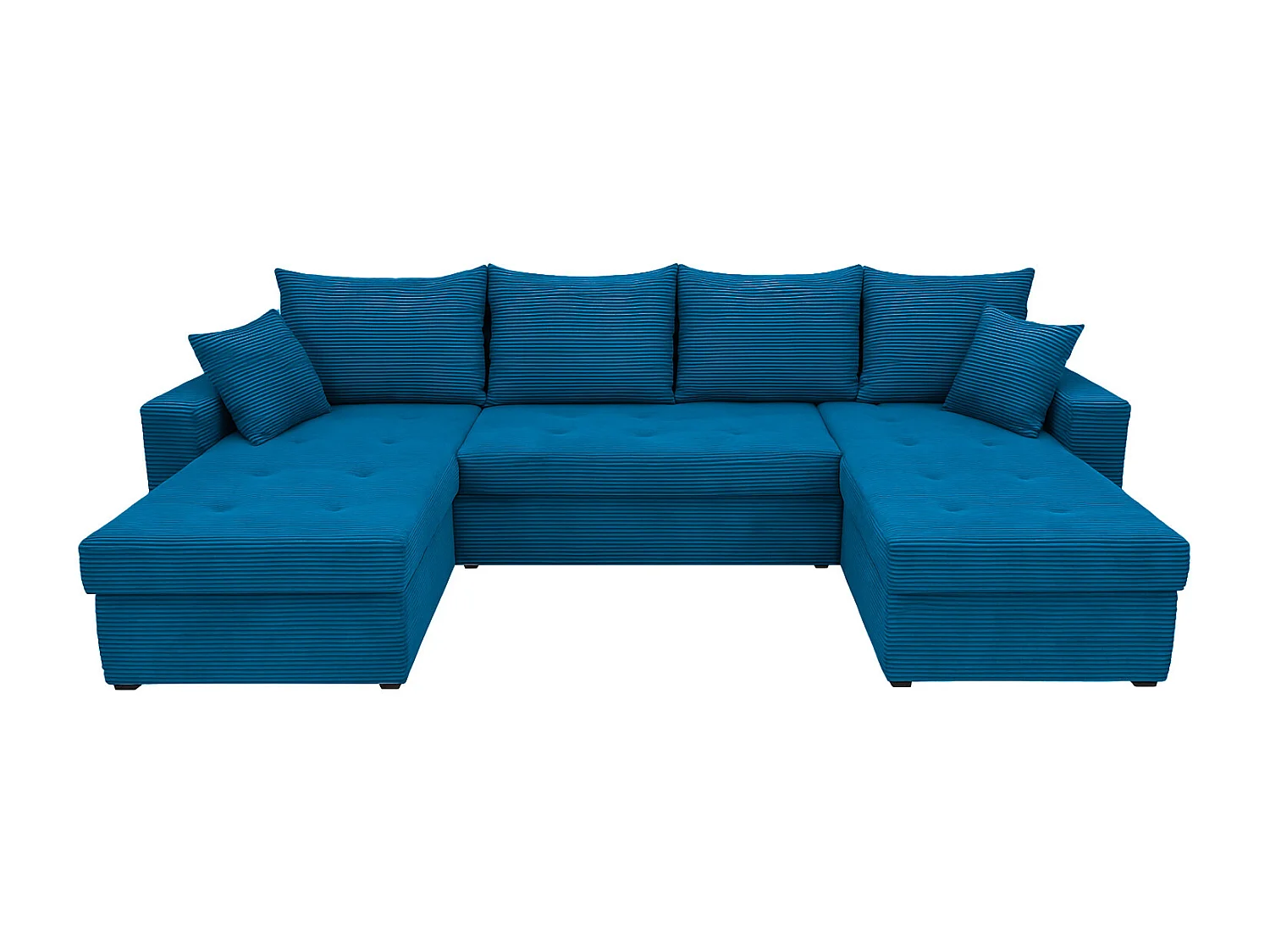 U-Form Ecksofa Gustaw mit Schlaffunktion und Kissen, Cordstoff Zoom 14 Lagoon