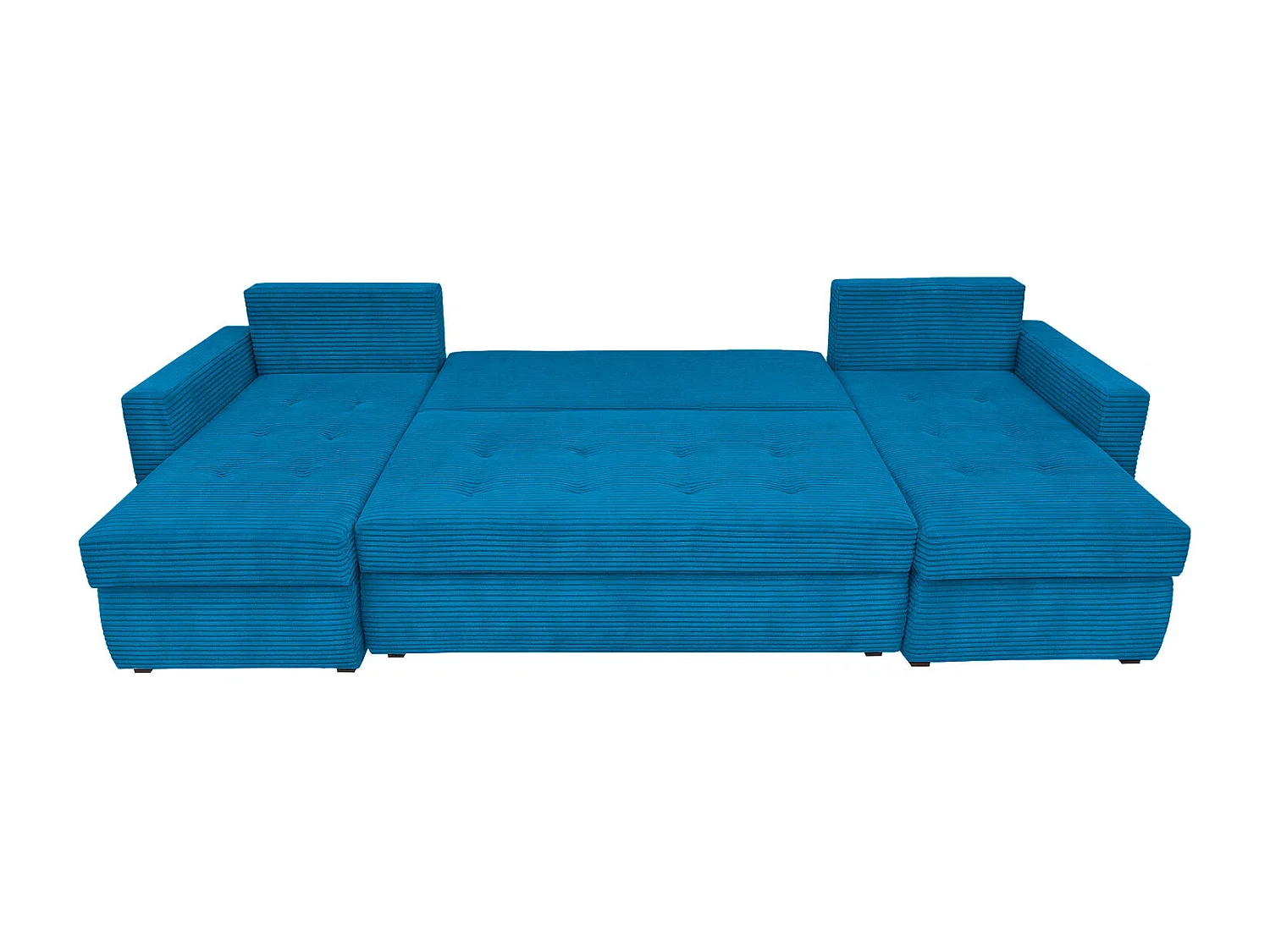 U-Form Ecksofa Gustaw mit Schlaffunktion und Kissen, Cordstoff Zoom 14 Lagoon
