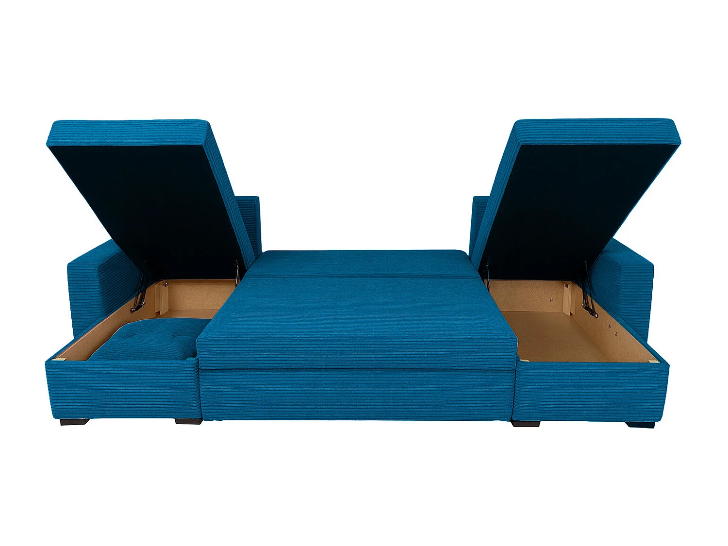 U-Form Ecksofa Gustaw mit Schlaffunktion und Kissen, Cordstoff Zoom 14 Lagoon