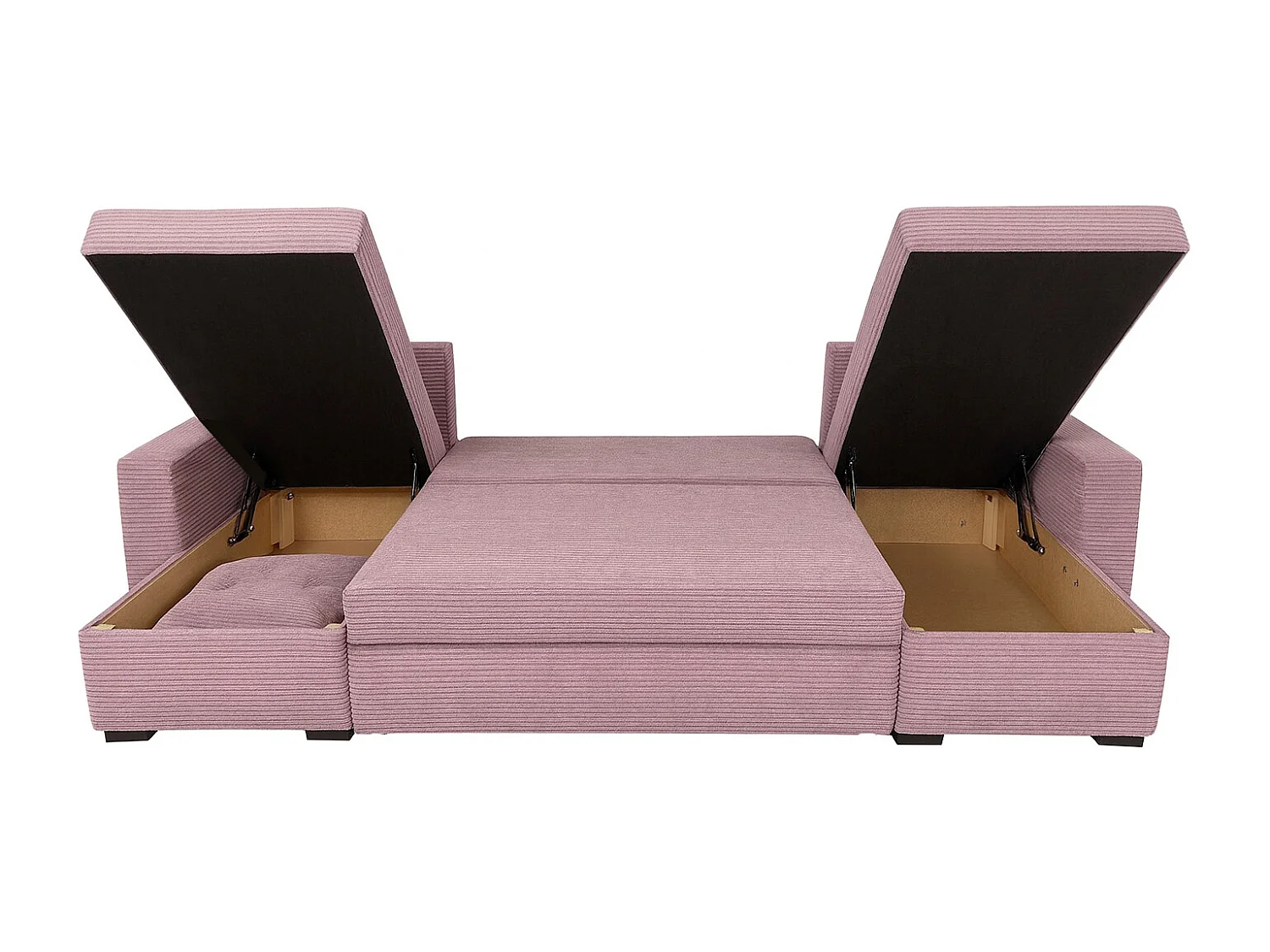 U-Form Ecksofa Gustaw mit Schlaffunktion und Kissen, Cordstoff Zoom 17 Lavender