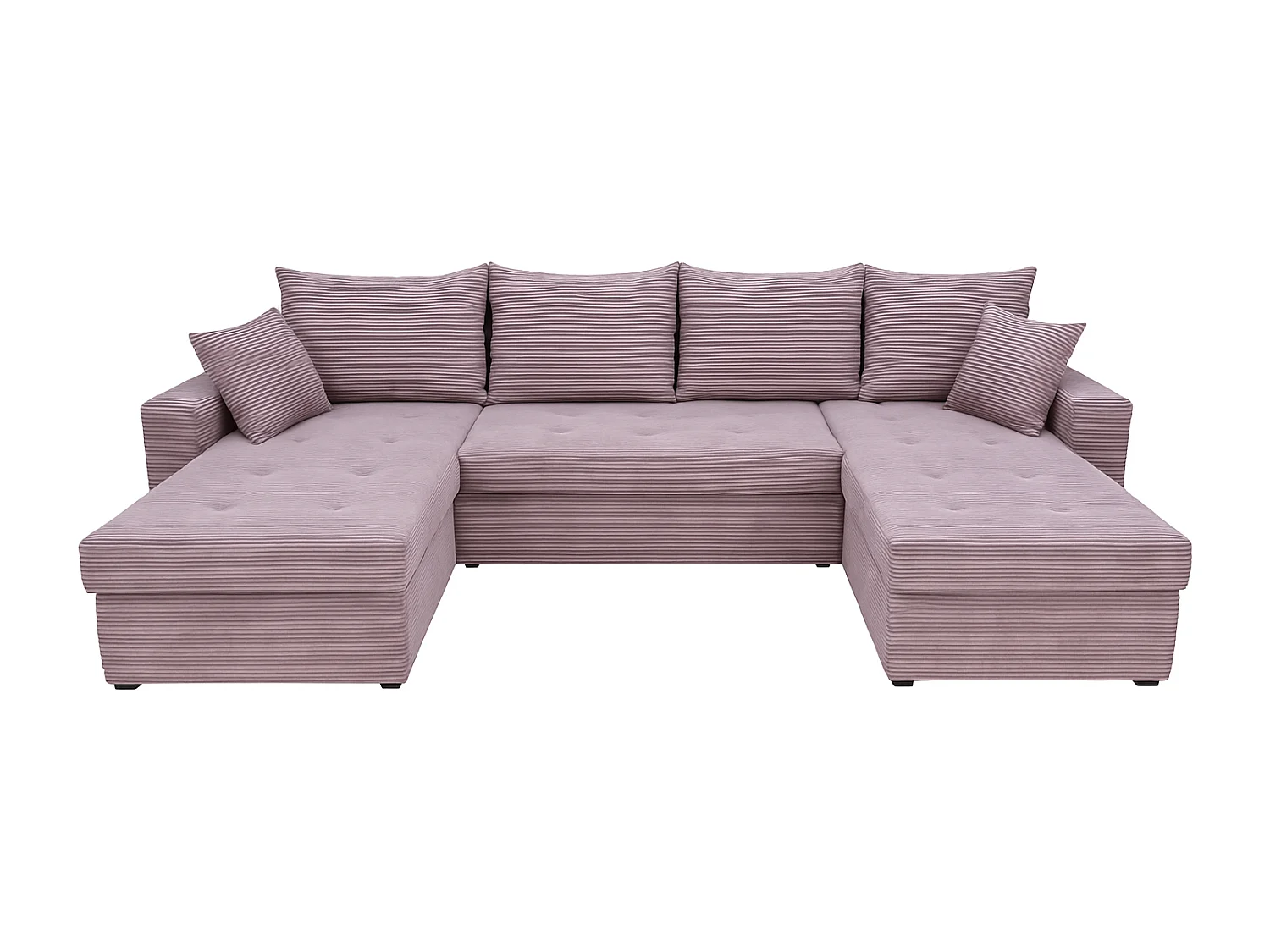 U-Form Ecksofa Gustaw mit Schlaffunktion und Kissen, Cordstoff Zoom 17 Lavender