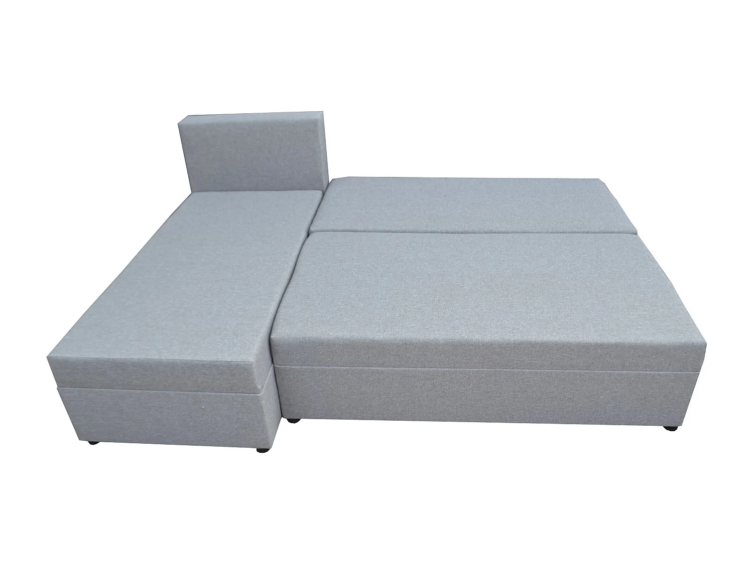 GINO-Ecksofa mit Schlaffunktion und Bettkasten in grauer Farbe, Stoff Sawana 21
