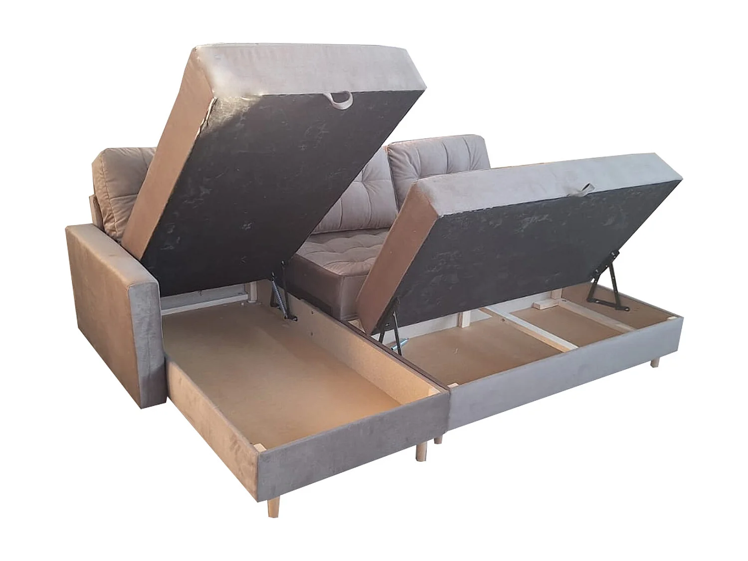 Skandinavisches Ecksofa David mit Hocker in Schwarz Kronos 07