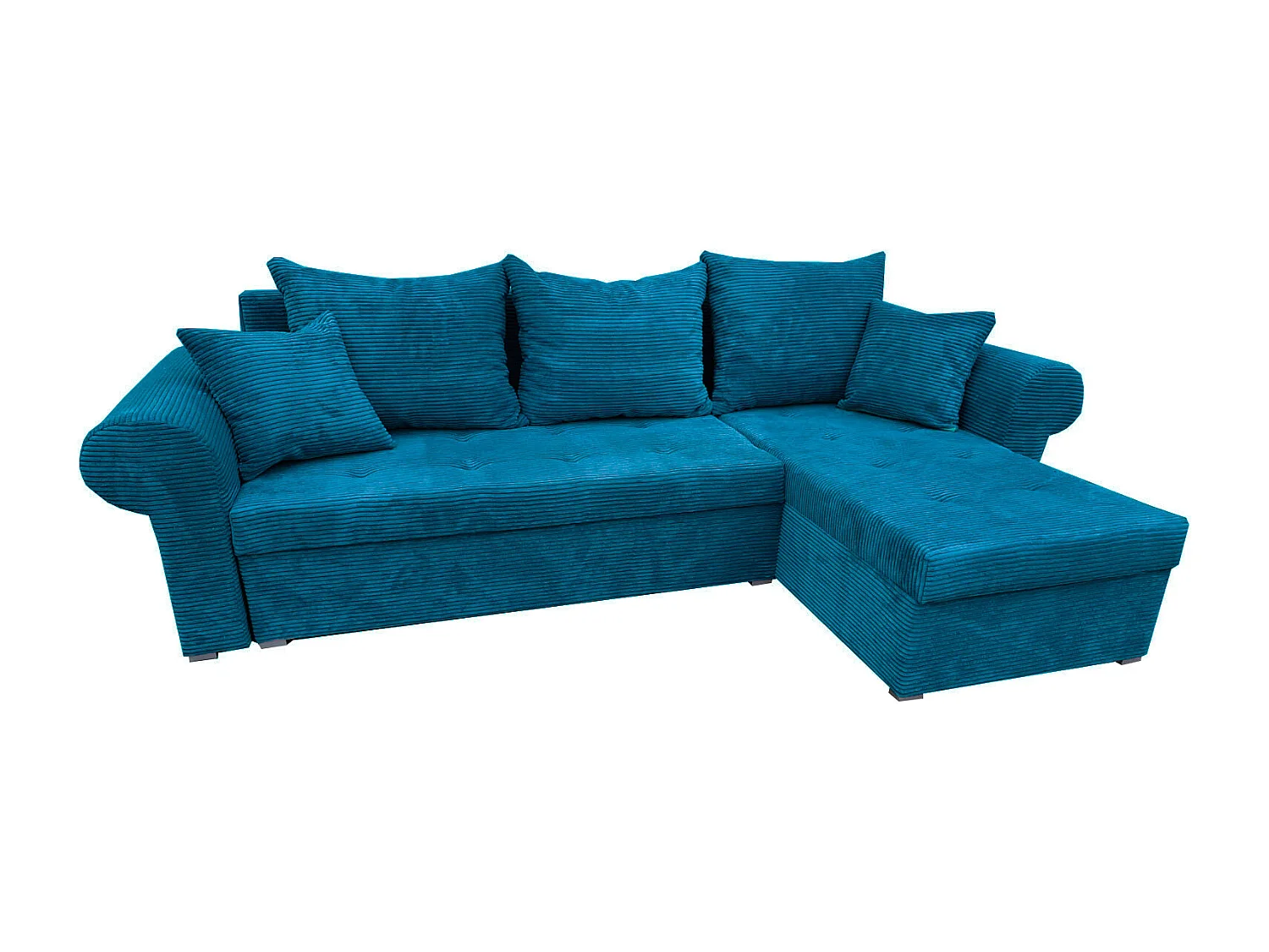 Ecksofa Valentino L-Form mit Schlaffunktion, Cordstoff Zoom 14 Lagoon