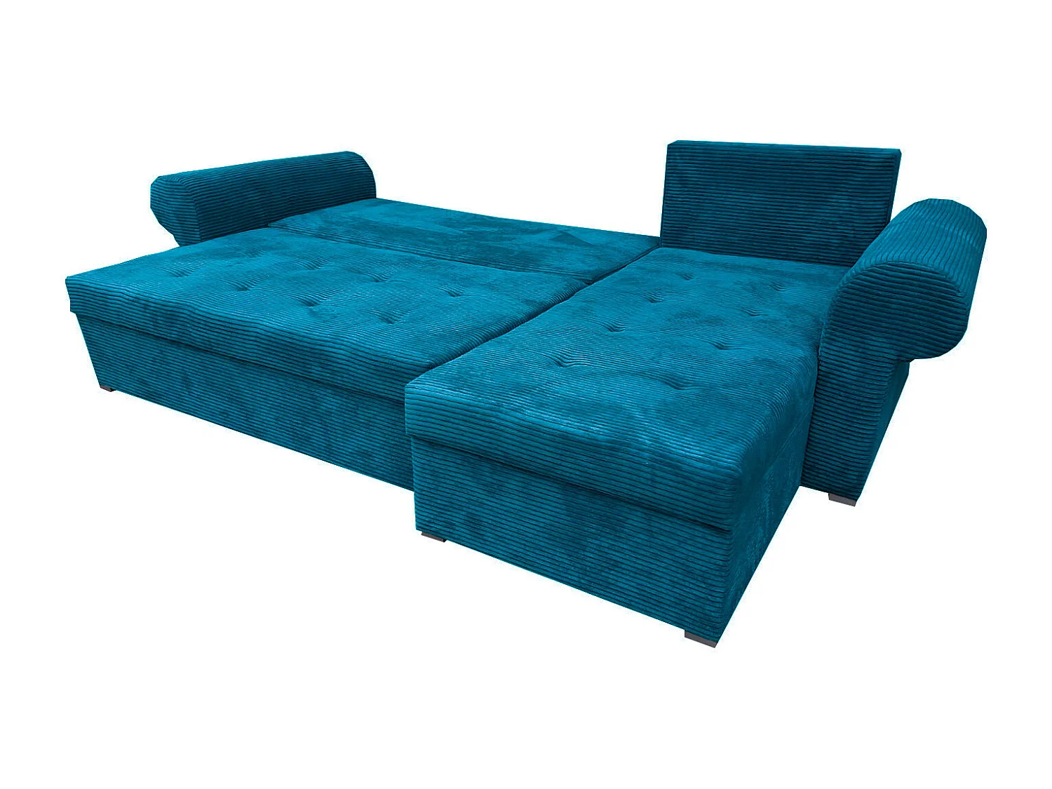 Ecksofa Valentino L-Form mit Schlaffunktion, Cordstoff Zoom 14 Lagoon