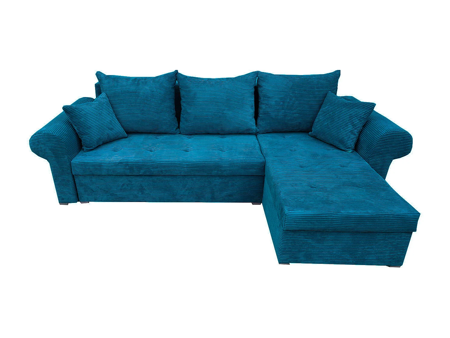 Ecksofa Valentino L-Form mit Schlaffunktion, Cordstoff Zoom 14 Lagoon