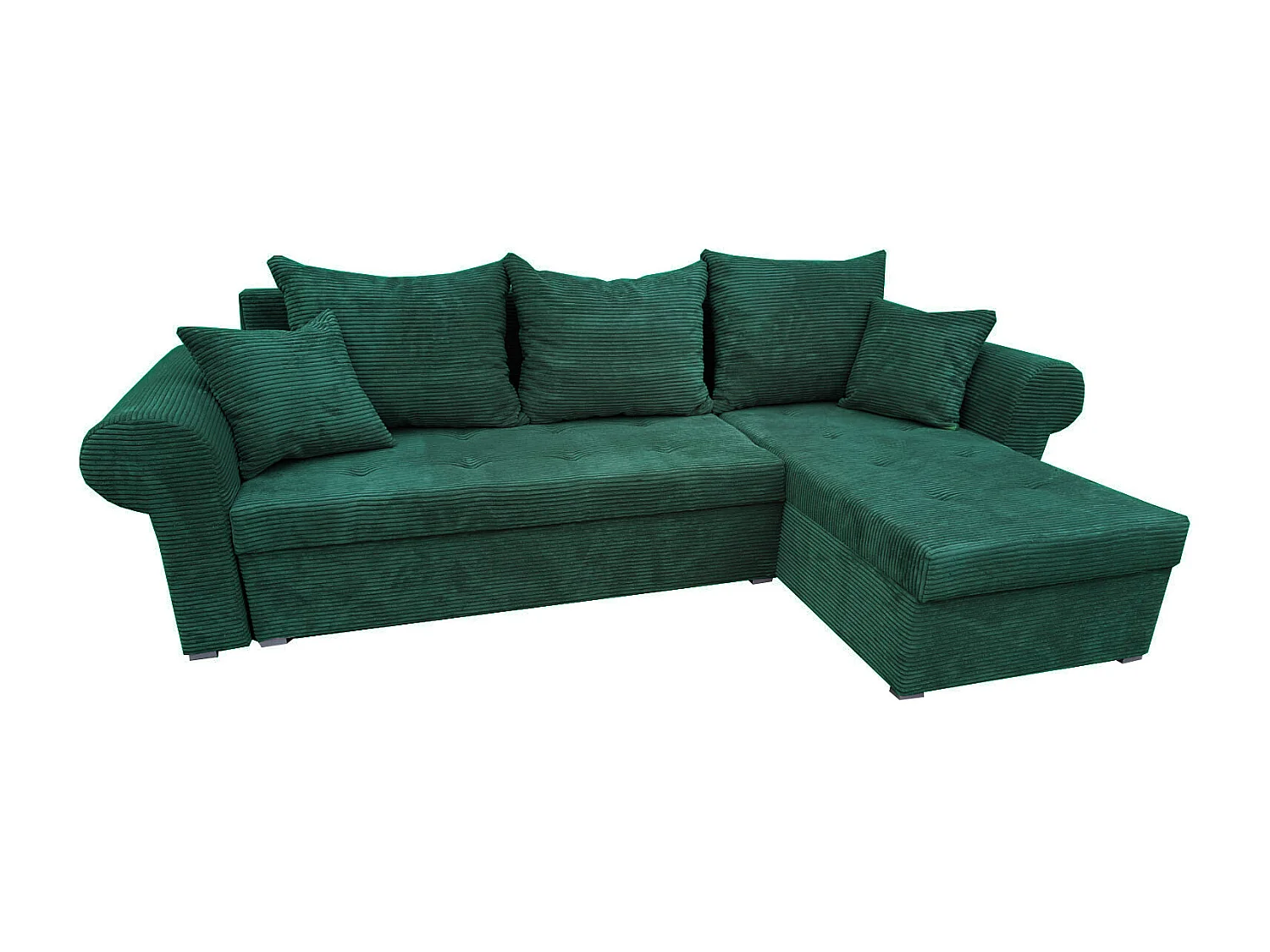 Ecksofa Valentino L-Form mit Schlaffunktion, Cordstoff Zoom 10 Jungle Green
