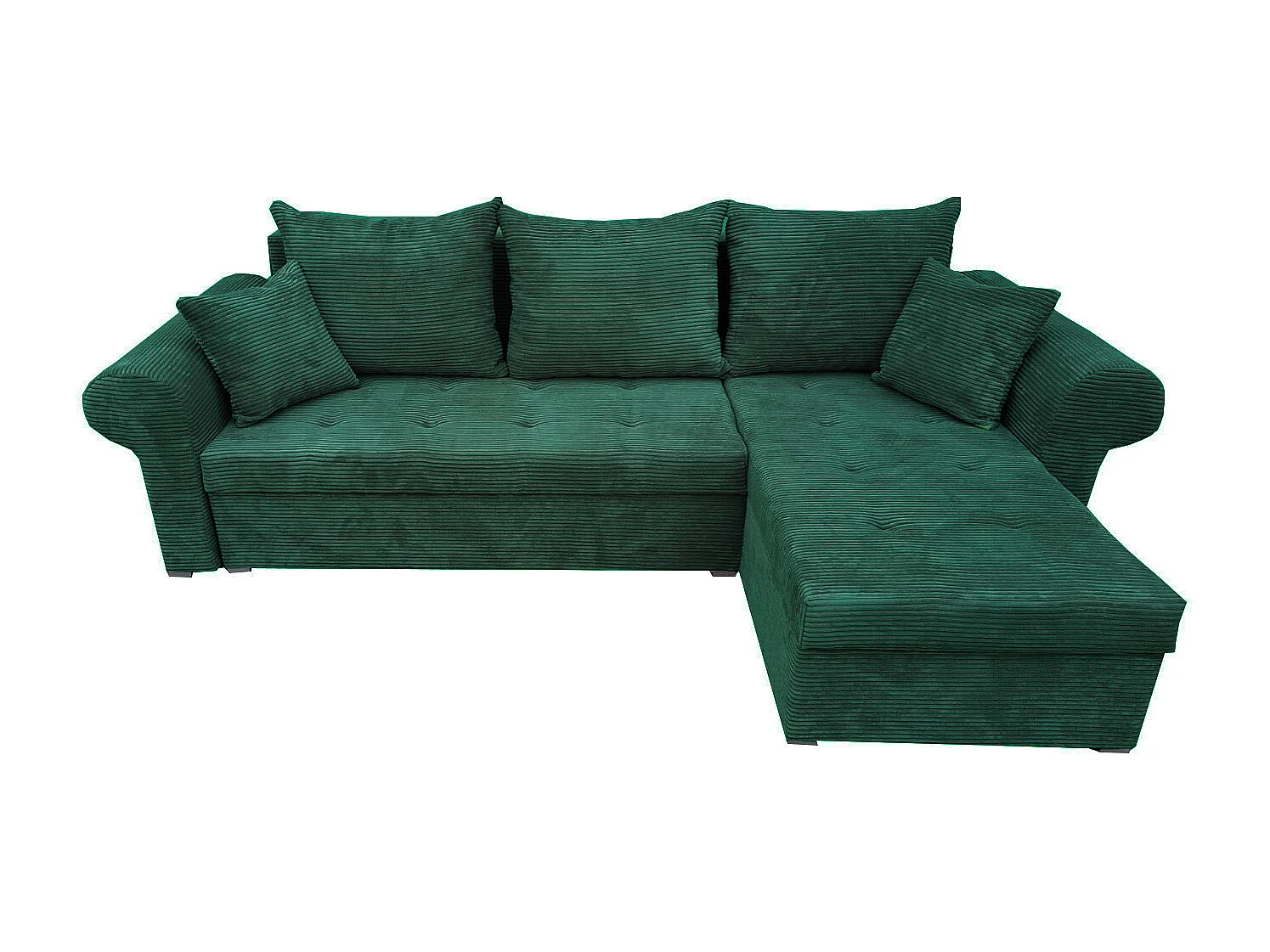 Ecksofa Valentino L-Form mit Schlaffunktion, Cordstoff Zoom 10 Jungle Green