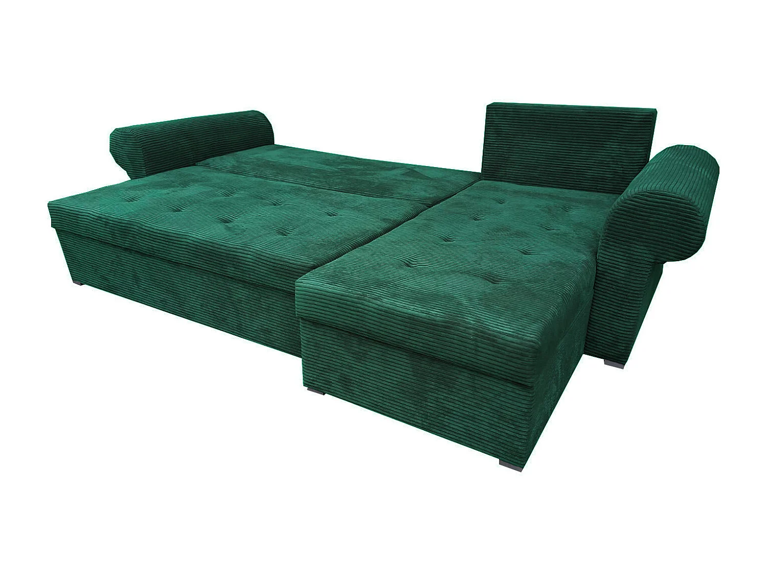 Ecksofa Valentino L-Form mit Schlaffunktion, Cordstoff Zoom 10 Jungle Green