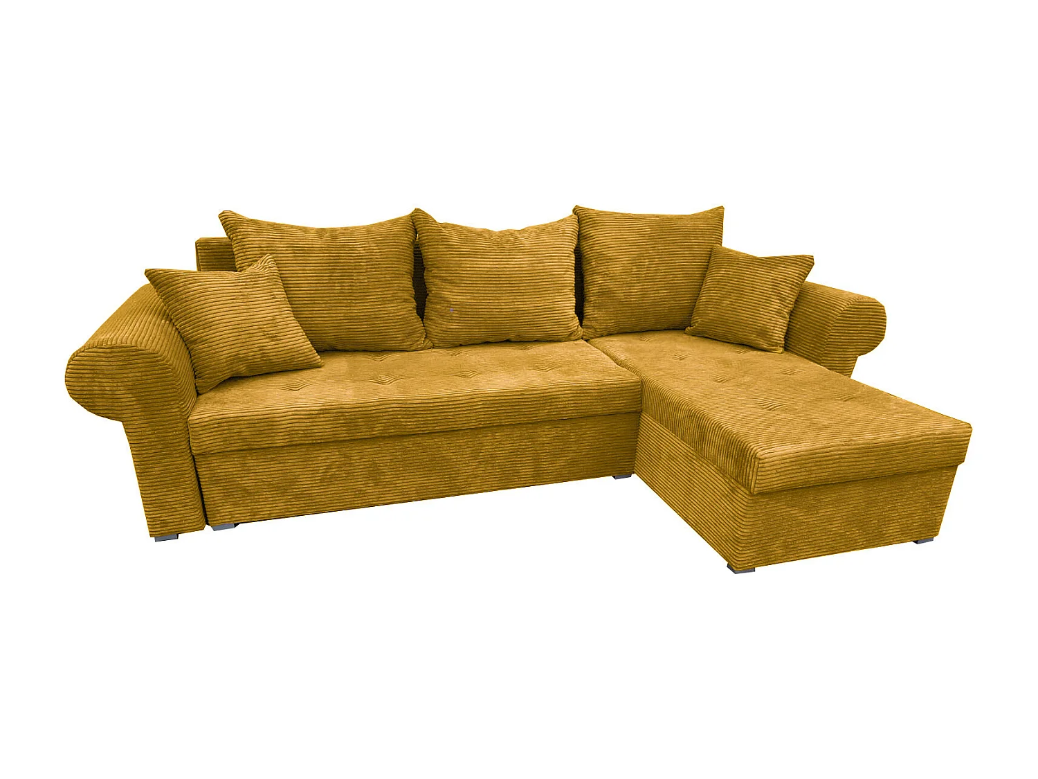 Ecksofa Valentino L-Form mit Schlaffunktion, Cordstoff Zoom 9 Senfgelb