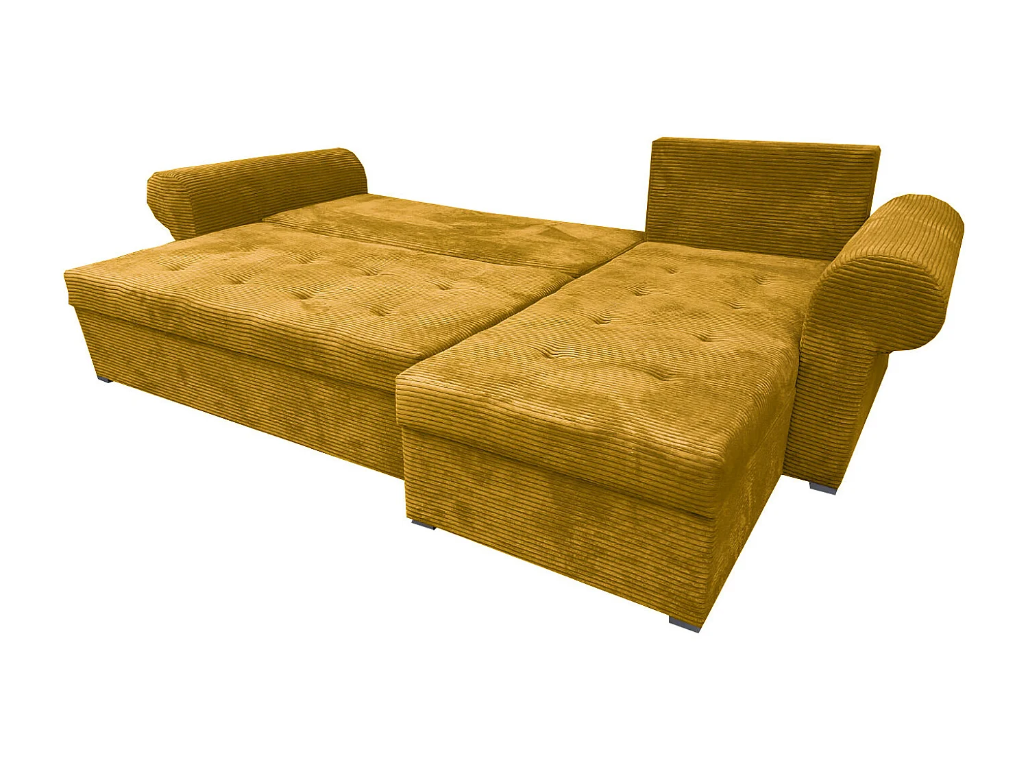 Ecksofa Valentino L-Form mit Schlaffunktion, Cordstoff Zoom 9 Senfgelb
