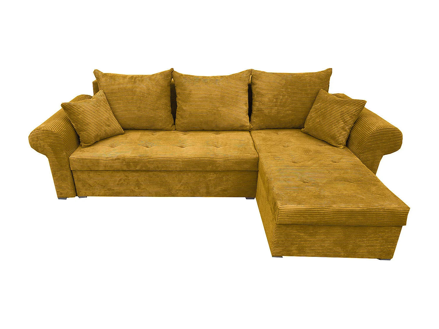 Ecksofa Valentino L-Form mit Schlaffunktion, Cordstoff Zoom 9 Senfgelb