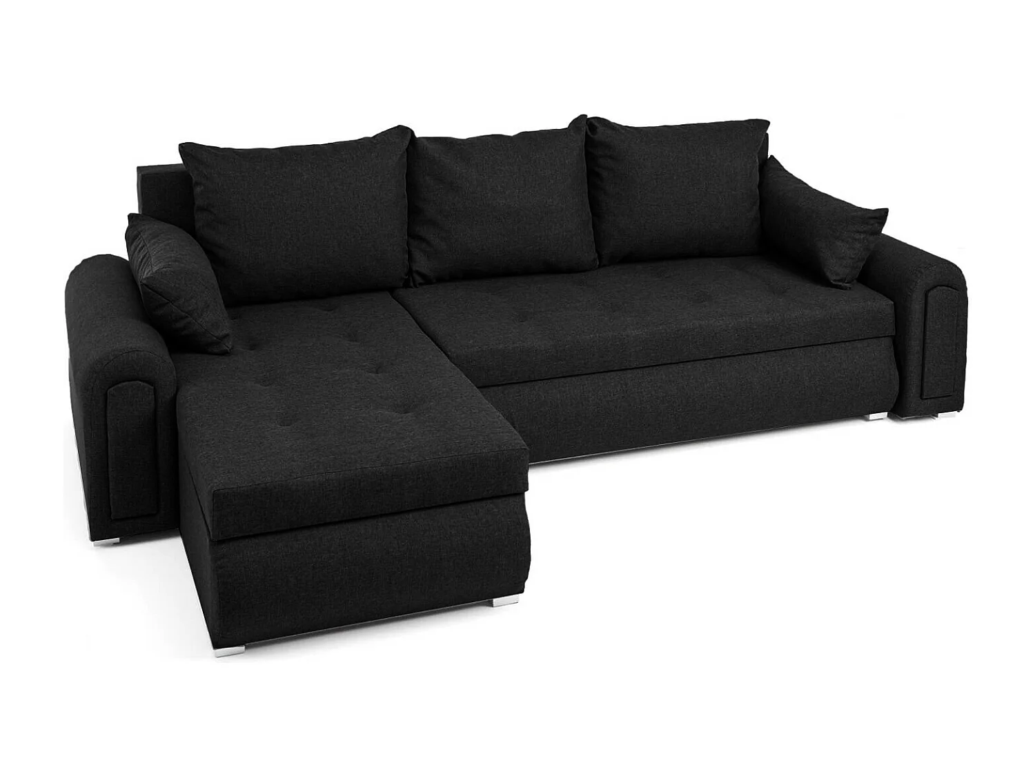 Relax-Ecksofa mit Schlaffunktion und Bettkasten in Schwarz Farbe, Stoff Sawana 14