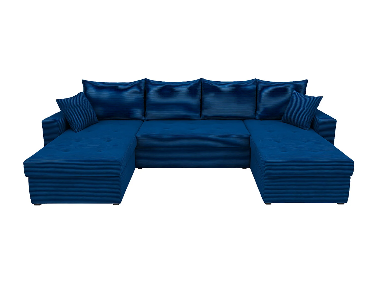 U-Form Ecksofa Gustaw mit Schlaffunktion und Kissen, Cordstoff Zoom 13 Blau