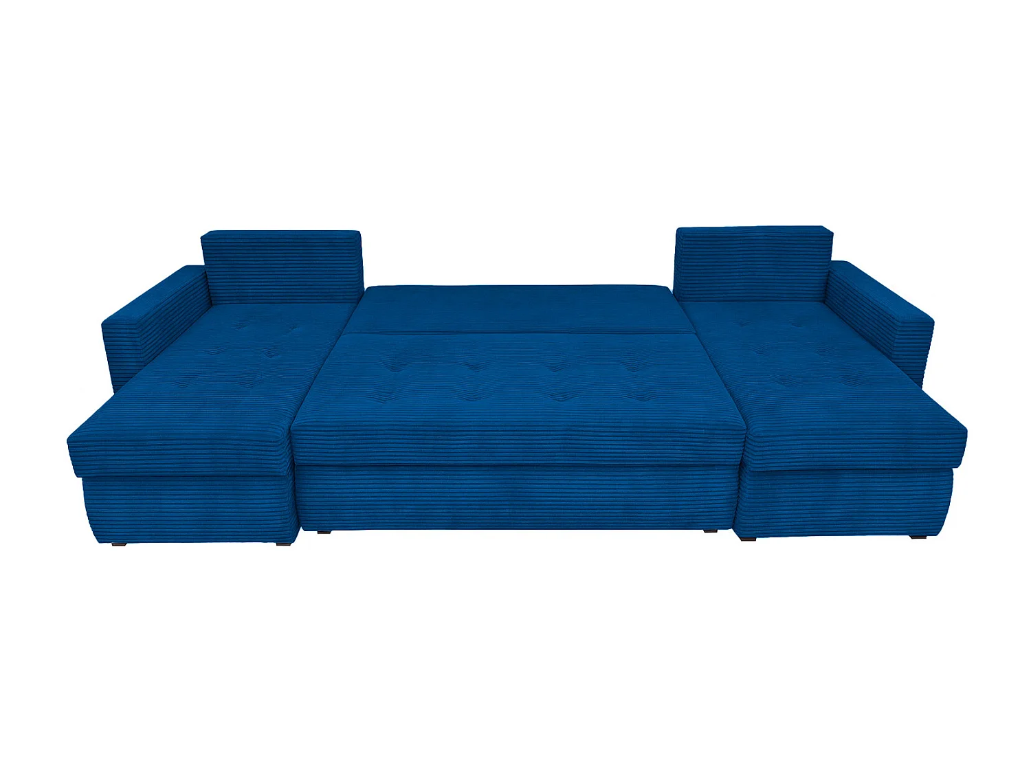 U-Form Ecksofa Gustaw mit Schlaffunktion und Kissen, Cordstoff Zoom 13 Blau