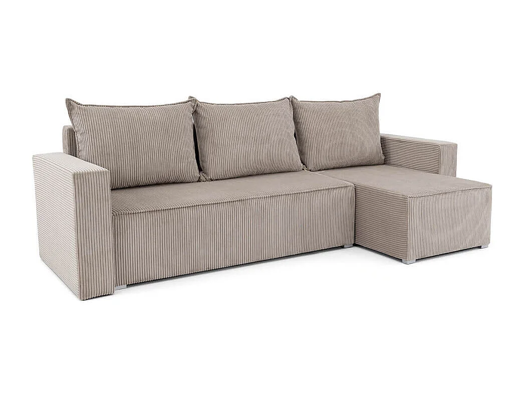 Mango-Ecksofa mit Schlaffunktion und Bettkasten in zoom 3 MINK