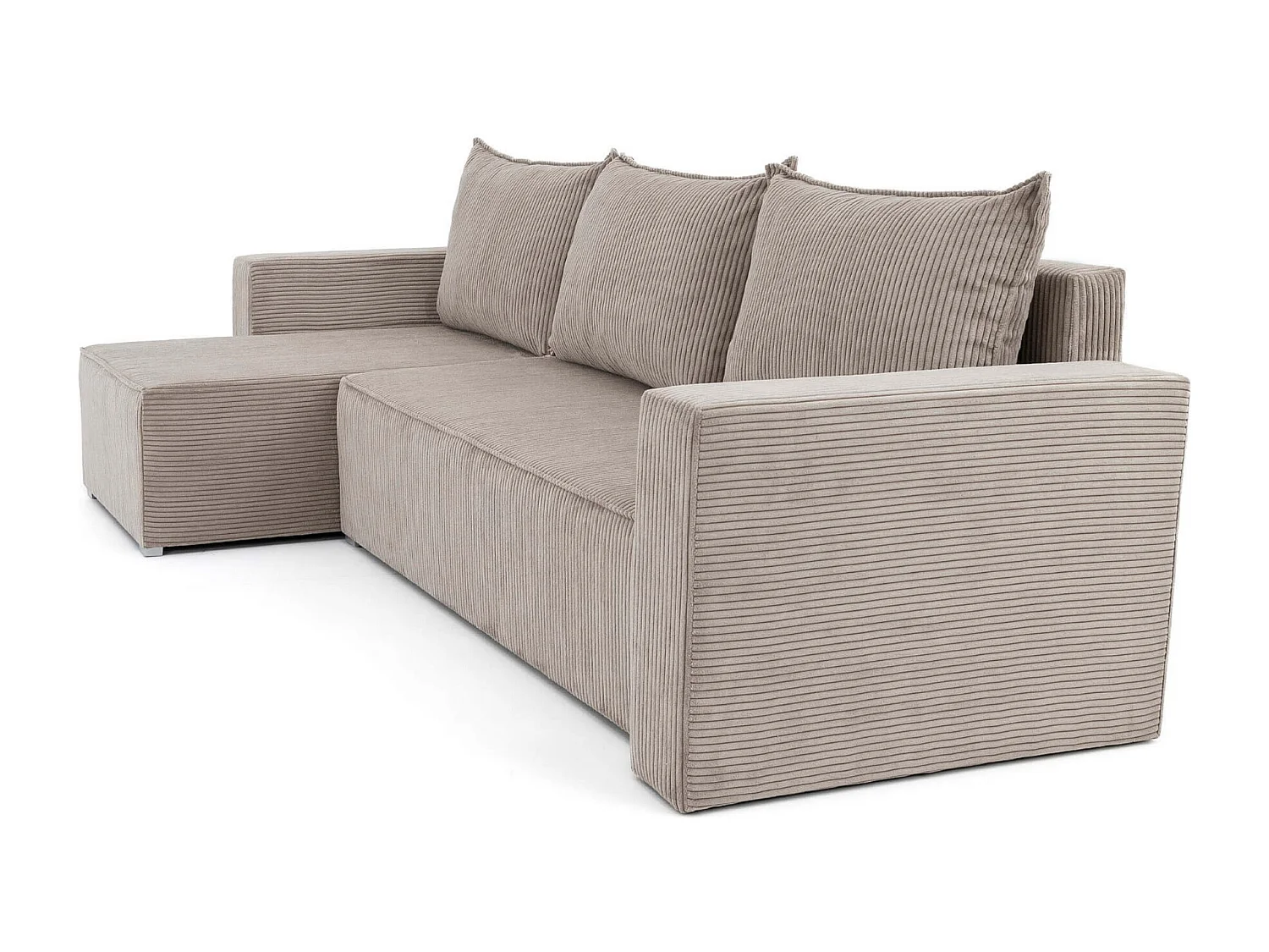 Mango-Ecksofa mit Schlaffunktion und Bettkasten in zoom 3 MINK