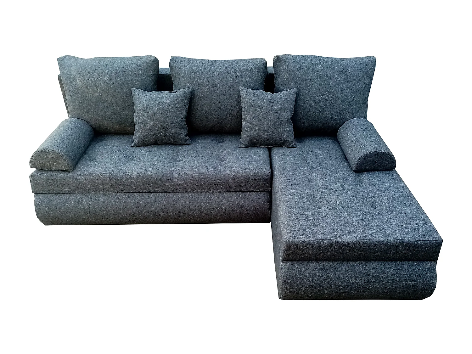 Bodo-Ecksofa mit Schlaffunktion und Bettkasten in grauer Farbe, Stoff Sawana 05