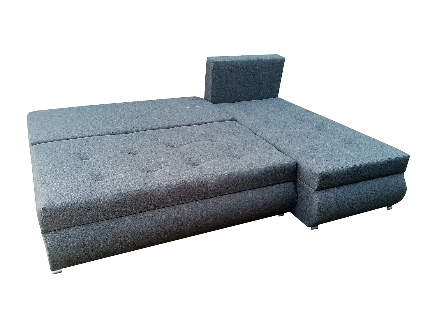 Bodo-Ecksofa mit Schlaffunktion und Bettkasten in grauer Farbe, Stoff Sawana 05