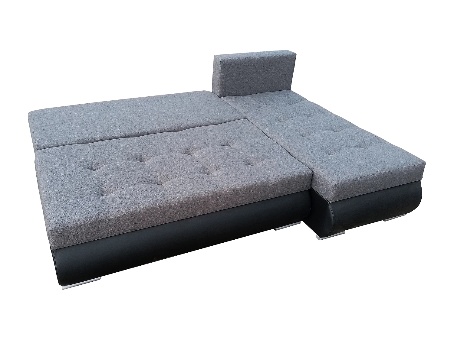 Bodo-Ecksofa mit Schlaffunktion und Bettkasten aus Sawana 05-Stoff + schwarzem