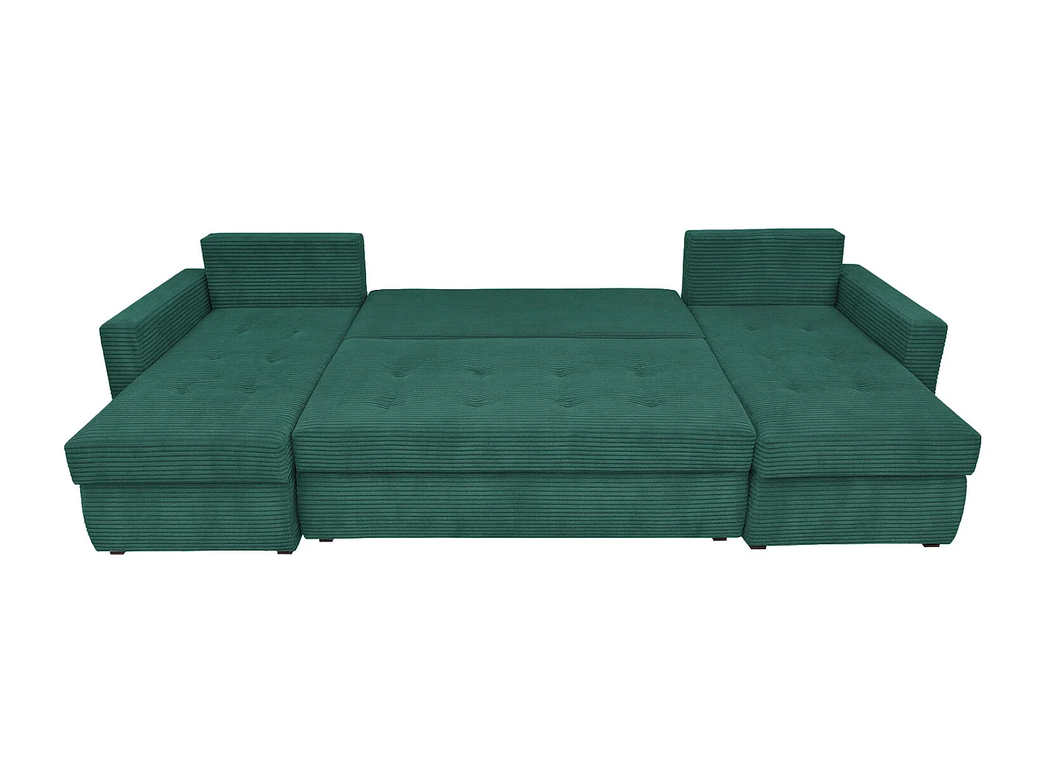 U-Form Ecksofa Gustaw mit Schlaffunktion und Kissen, Cordstoff Zoom 10 Jungle Green