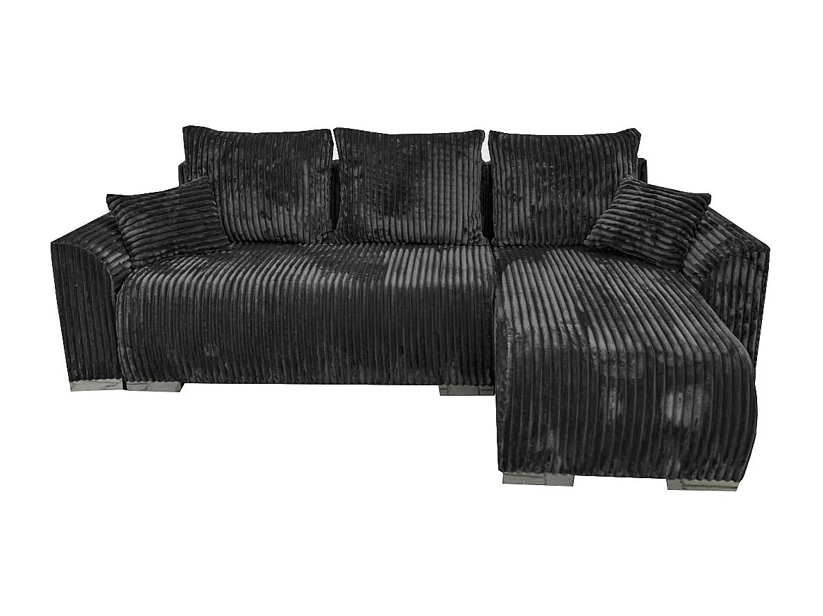 Ecksofa Asti mit Bettkasten in weichem Stoff Schwarz Tilia 100