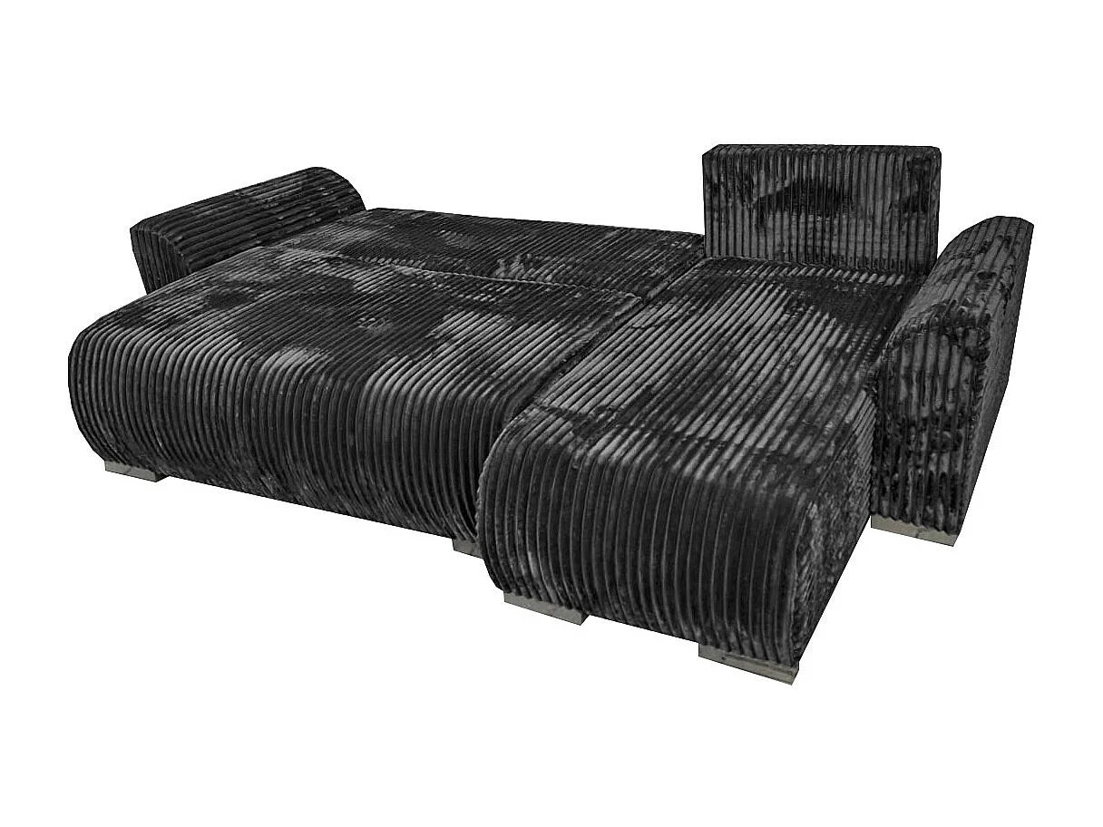 Ecksofa Asti mit Bettkasten in weichem Stoff Schwarz Tilia 100