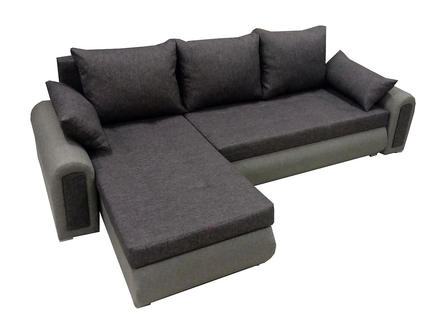 Relax-Ecksofa mit Schlaffunktion und Bettkasten in grauer Farbe, Stoff Sawana 05 + sawana 21