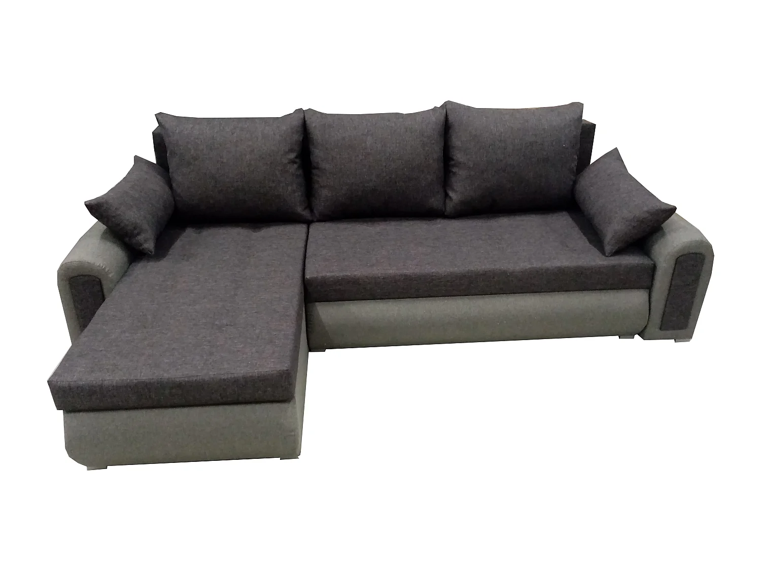 Relax-Ecksofa mit Schlaffunktion und Bettkasten in grauer Farbe, Stoff Sawana 05 + sawana 21