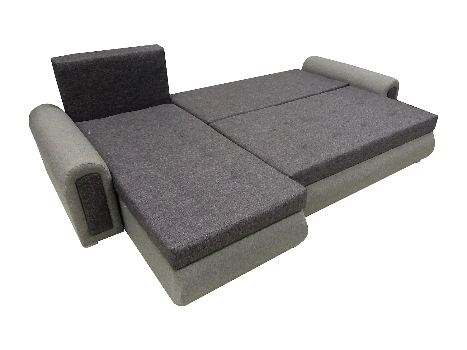 Relax-Ecksofa mit Schlaffunktion und Bettkasten in grauer Farbe, Stoff Sawana 05 + sawana 21