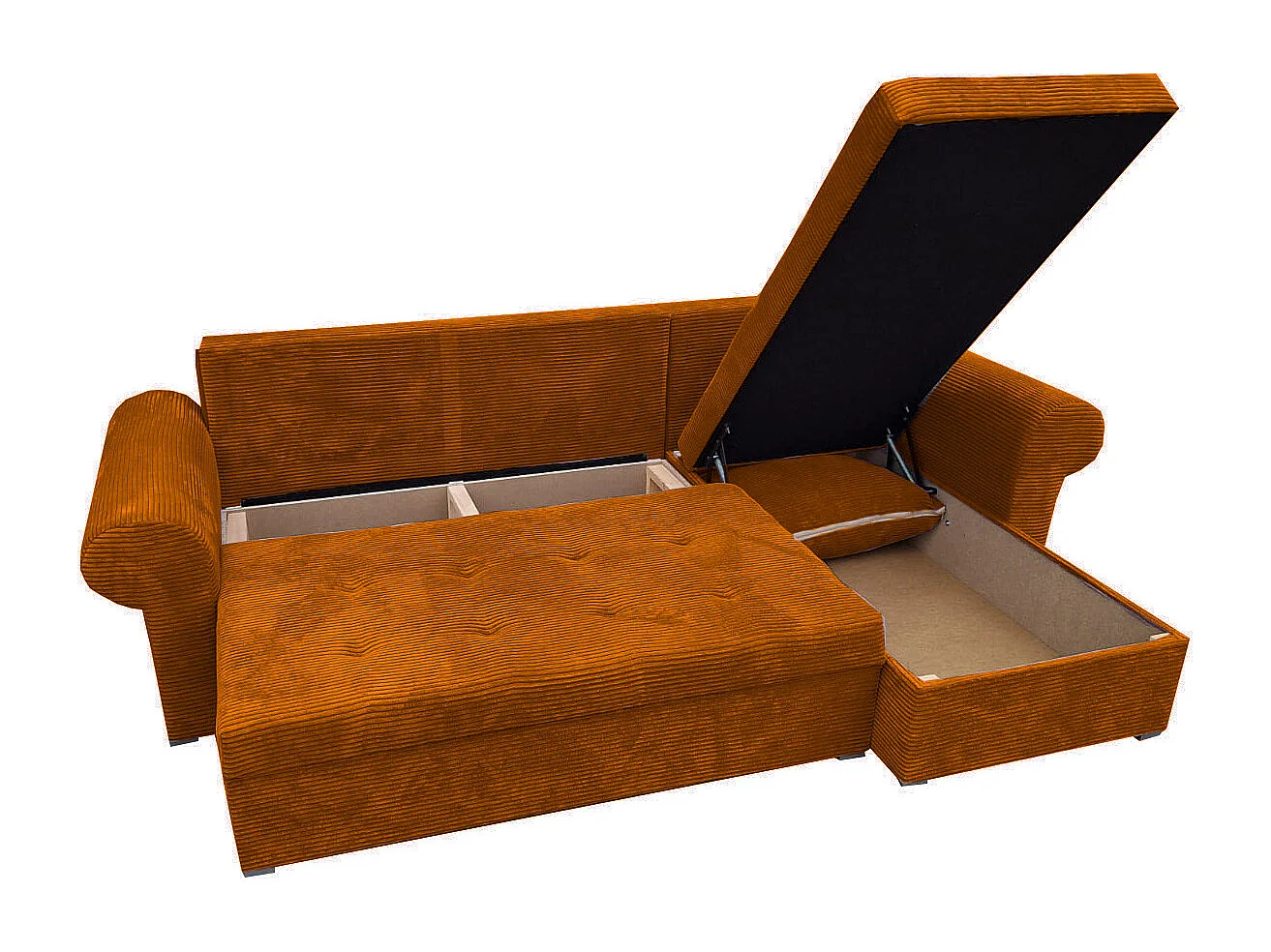 Ecksofa Valentino L-Form mit Schlaffunktion, Cordstoff Zoom 8 Terra