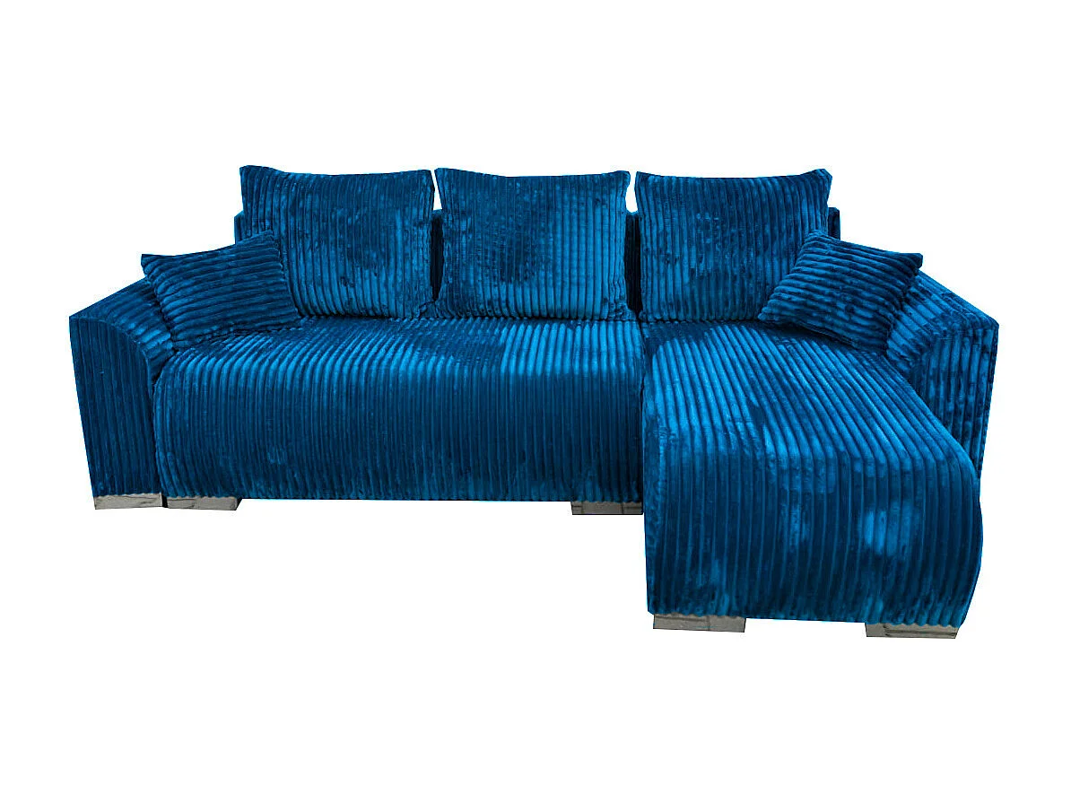 Ecksofa Asti mit Bettkasten in weichem Stoff Dunkelblau Tilia 77