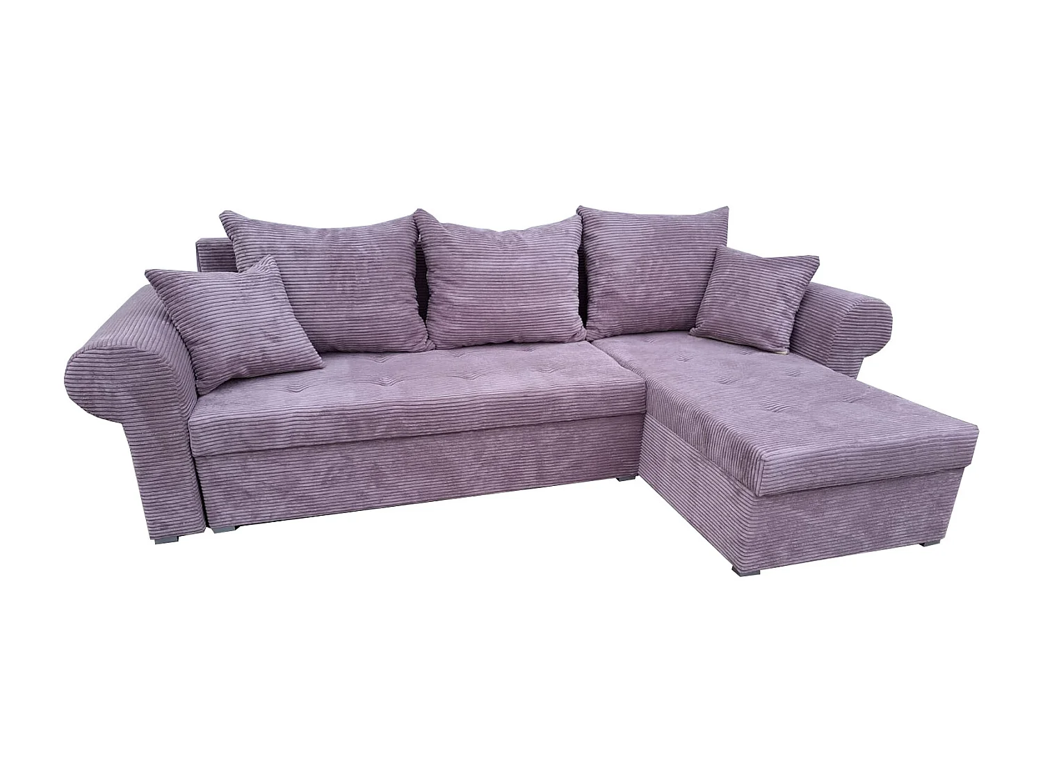 Ecksofa Valentino L-Form mit Schlaffunktion, Cordstoff Zoom 17 Lavender