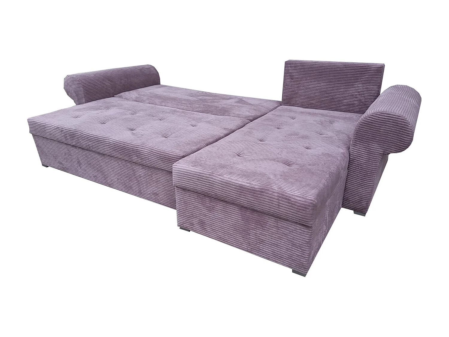 Ecksofa Valentino L-Form mit Schlaffunktion, Cordstoff Zoom 17 Lavender