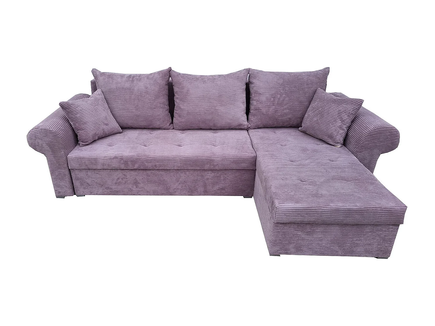 Ecksofa Valentino L-Form mit Schlaffunktion, Cordstoff Zoom 17 Lavender