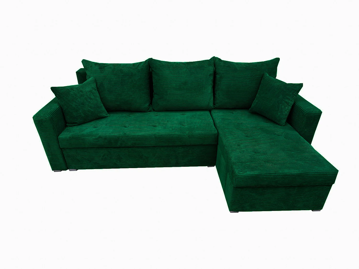 Ecksofa Gustaw mit Schlaffunktion, Bettkasten und Kissen, Cordstoff Zoom 10 Grün